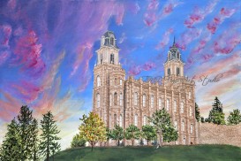 A Promise of Eternity A 24"x 36" oil painting of the temple for the Church of Jesus Christ of Latter Day Saints located in Manti, Utah.